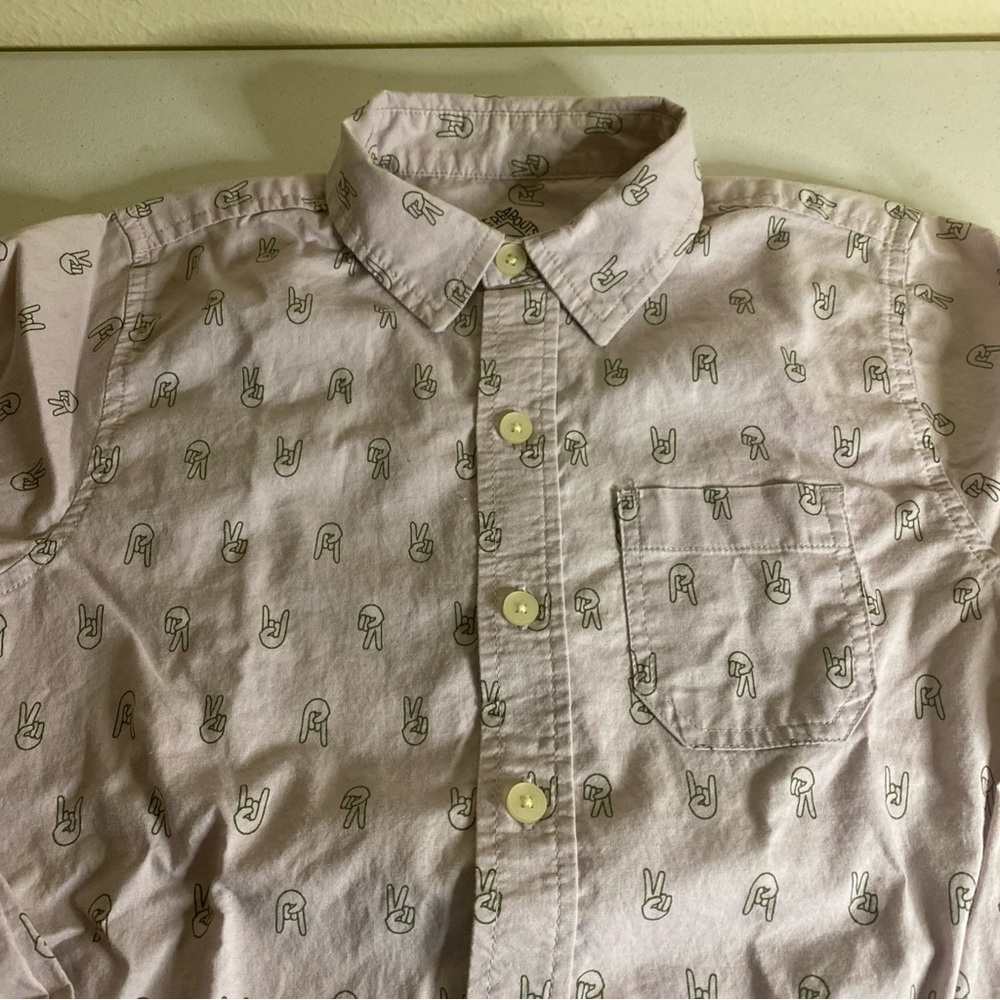 There Abouts Boys Sz Med 10/12 Button Up Long Sleeve, 100% Cotton Shirt (F4)